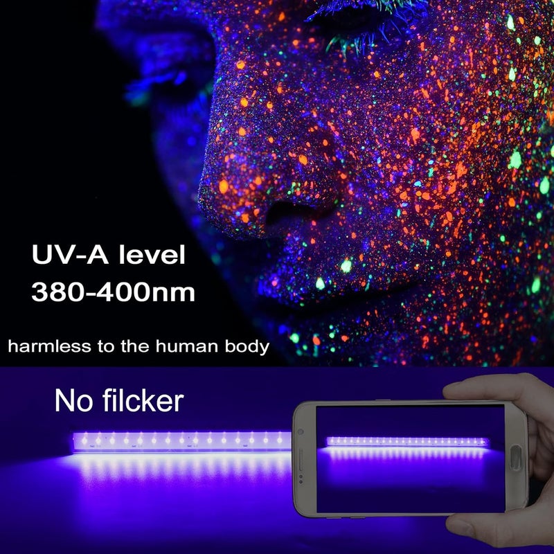 GREENIC USB Black Light Bar, 10W 1ft Upgraded UV LED Blacklight Strip Lights, Small Black Lights for Glow Party, Posters, Tapestry, Room, Bedroom Decor, Body Paint, Halloween Decorations, 2 Pack - Image 4